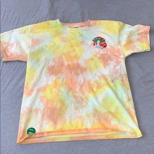 Orange/Yellow/White Tie-Dye T-Shirt with Patches